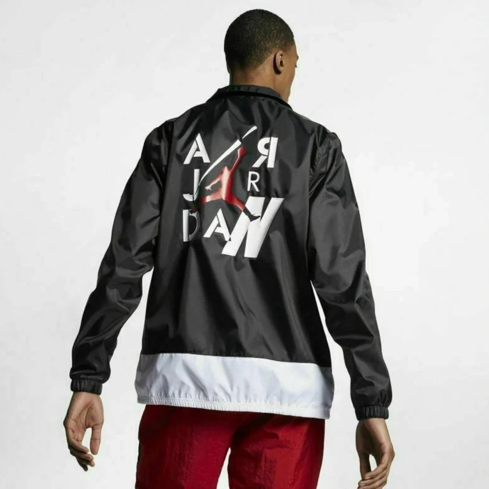 AIR JORDAN LEGACY AJ 4 COACHES JACKET - BLACK/WHITE/WHITE  Size XXL / 2XL